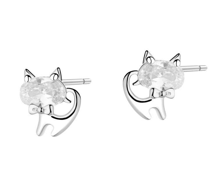 Kolczyki srebrne z cyrkoniami - koty
