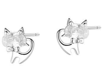 Kolczyki srebrne z cyrkoniami - koty