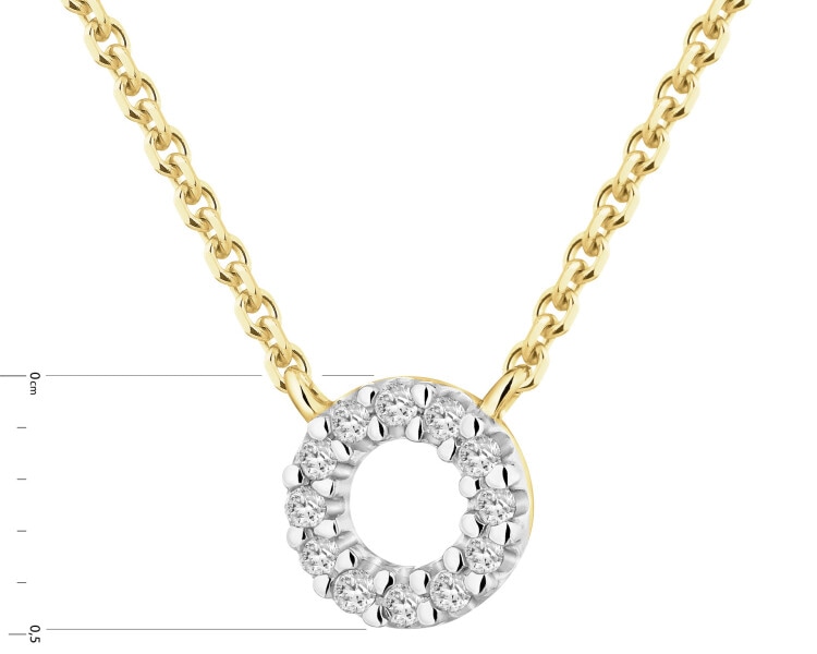 Zlatý náhrdelník s diamanty - kroužek - 0,02 ct - ryzost 585