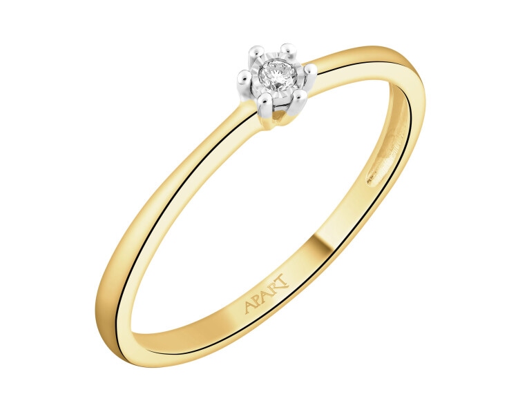 Prsten ze žlutého a bílého zlata s briliantem - 0,02 ct - ryzost 585