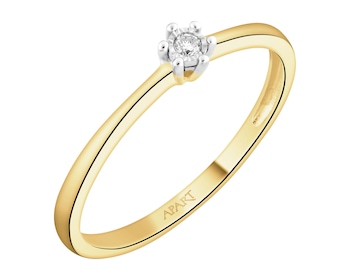 Prsten ze žlutého a bílého zlata s briliantem - 0,02 ct - ryzost 585