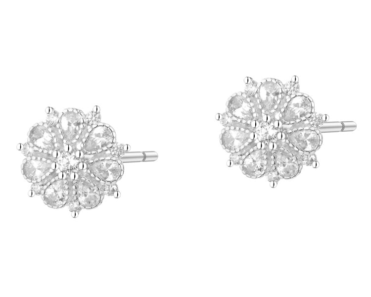 Kolczyki srebrne z cyrkoniami - rozety