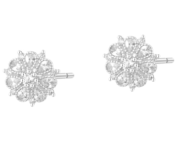 Kolczyki srebrne z cyrkoniami - rozety