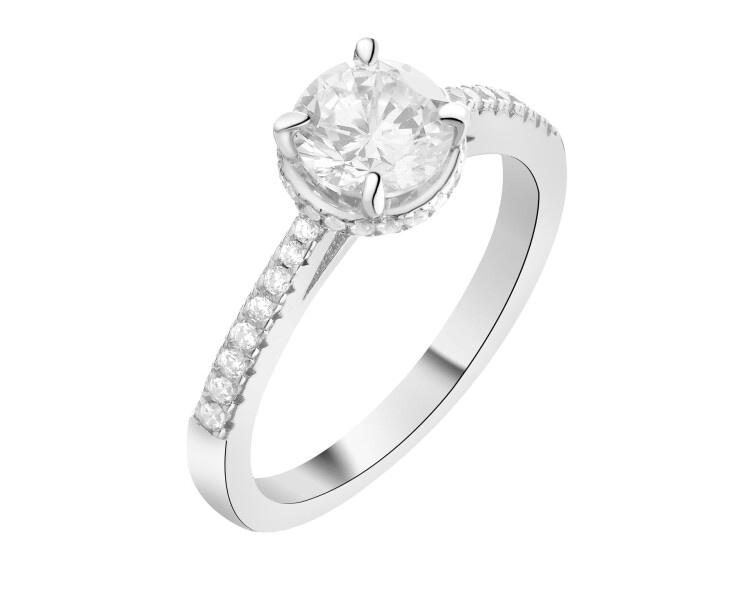 Rhodium Plated Silver Ring with Cubic Zirconia