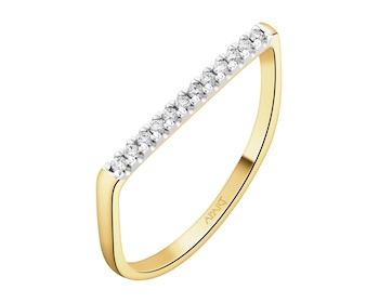 Pierścionek z żółtego złota z brylantami - 0,08 ct - próba 375