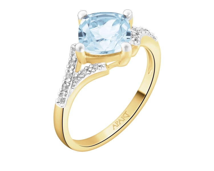 14 K Rhodium-Plated Yellow Gold Ring  - fineness 14 K