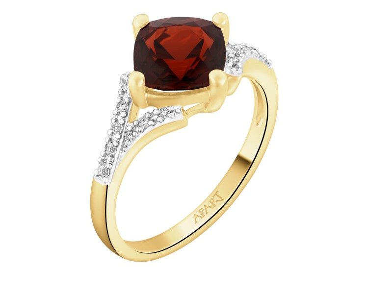 14 K Rhodium-Plated Yellow Gold Ring  - fineness 14 K