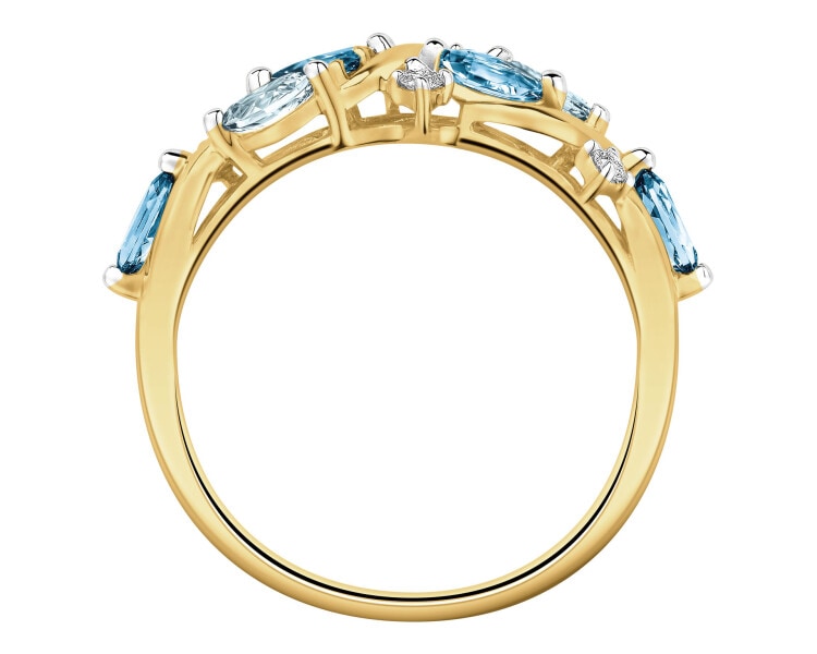 Zlatý prsten s brilianty a topazy - ryzost 585