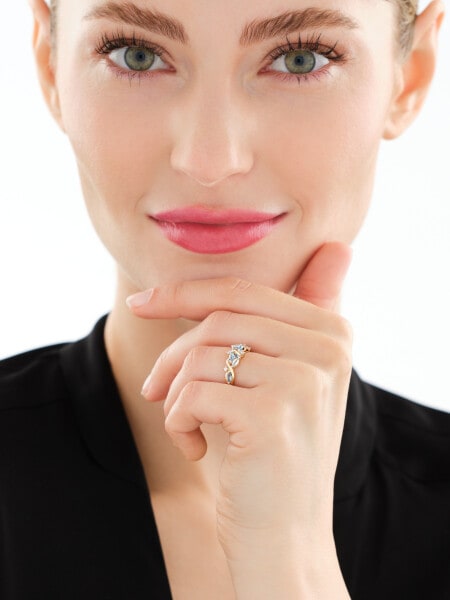 Zlatý prsten s brilianty a topazy - ryzost 585