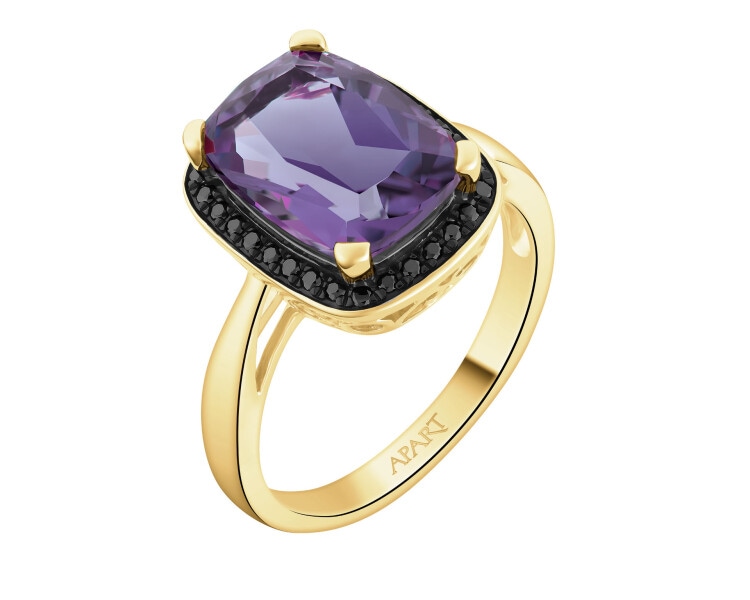 585 Yellow Gold Ruthenium-Plated Ring - fineness 585