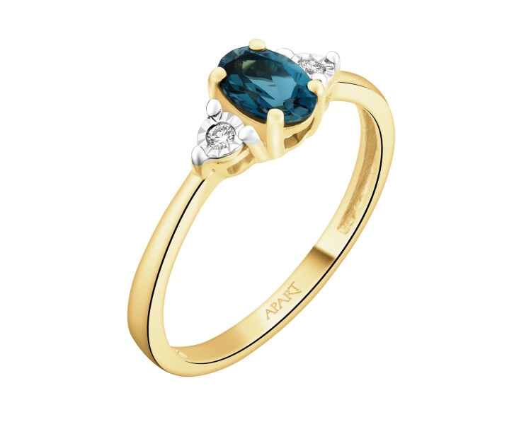 14 K Rhodium-Plated Yellow Gold Ring  - fineness 14 K