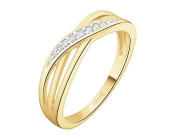 Pierścionek z żółtego złota z diamentami - 0,05 ct - próba 585