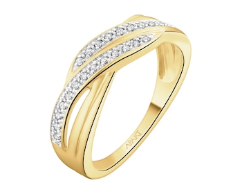 Pierścionek z żółtego złota z diamentami - 0,08 ct - próba 585