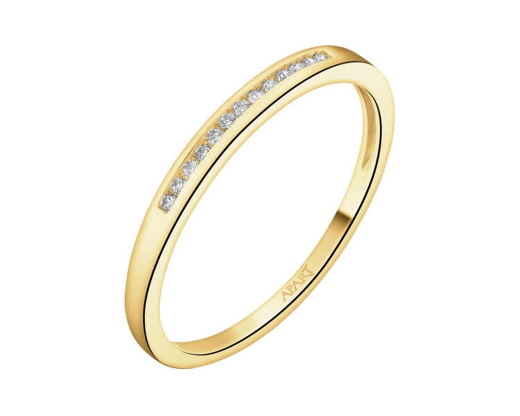 14 K Yellow Gold Ring with Diamonds - 0,05 ct - fineness 14 K