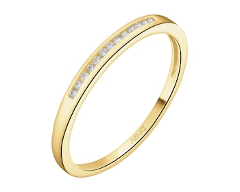 Pierścionek z żółtego złota z brylantami - 0,05 ct - próba 585