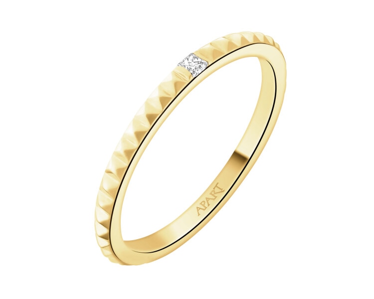 14 K Yellow Gold Ring with Diamond - 0,02 ct - fineness 14 K