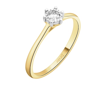 Pierścionek z żółtego złota z brylantem - 0,11 ct - próba 585