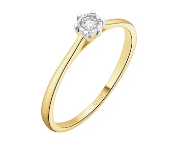 Pierścionek z żółtego złota z brylantem - 0,06 ct - próba 585