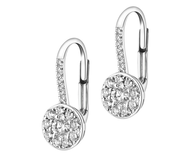 14 K Rhodium-Plated White Gold Earrings - 0,54 ct - fineness 14 K