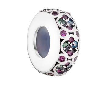 Zawieszka srebrna beads - stoper - z cyrkoniami