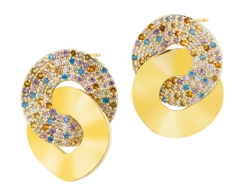 Kolczyki z mosiądzu pozłacane z cyrkoniami - koła