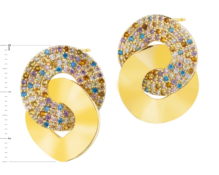 Kolczyki z mosiądzu pozłacane z cyrkoniami - koła