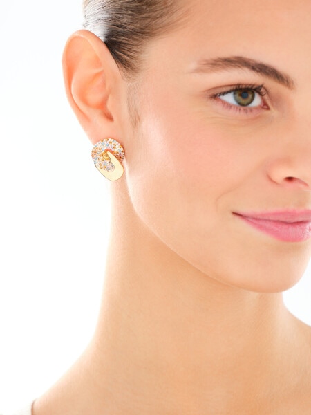 Kolczyki z mosiądzu pozłacane z cyrkoniami - koła