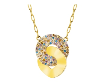 Naszyjnik z mosiądzu pozłacany z cyrkoniami - koła