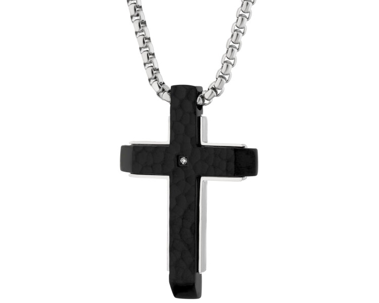 Náušnice z ušlechtilé oceli se zirkonem - kříž