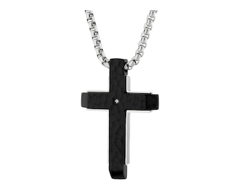 Naszyjnik ze stali szlachetnej z cyrkonią - krzyż