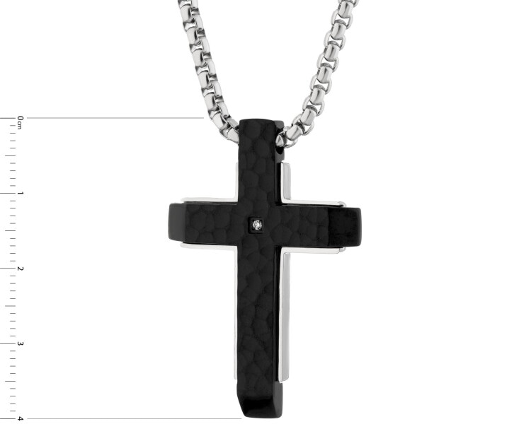 Náušnice z ušlechtilé oceli se zirkonem - kříž