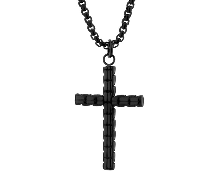 Naszyjnik ze stali szlachetnej - krzyż