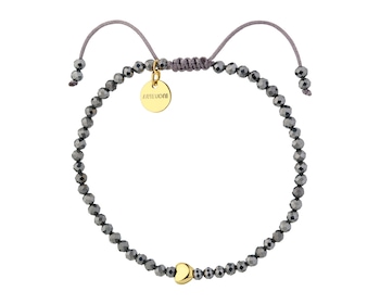 Bransoletka z mosiądzu pozłacana z kamieniami jubilerskimi - serce