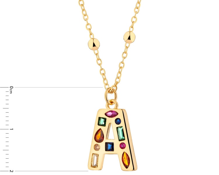 Naszyjnik z mosiądzu pozłacany z cyrkoniami - litera A