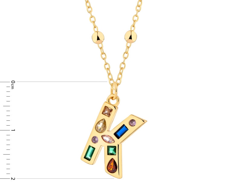 Naszyjnik z mosiądzu pozłacany z cyrkoniami - litera K