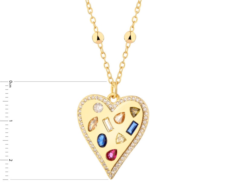 Naszyjnik z mosiądzu pozłacany z cyrkoniami - serce