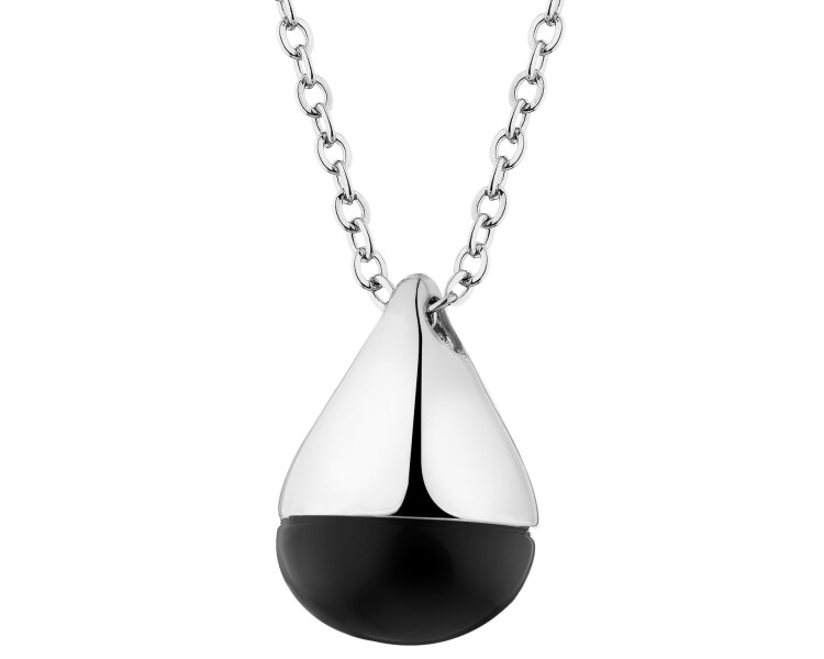 Naszyjnik z mosiądzu rodowany z agatem