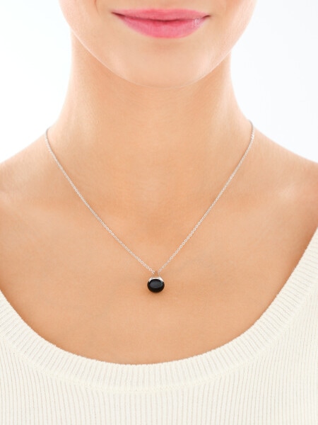 Naszyjnik z mosiądzu rodowany z agatem