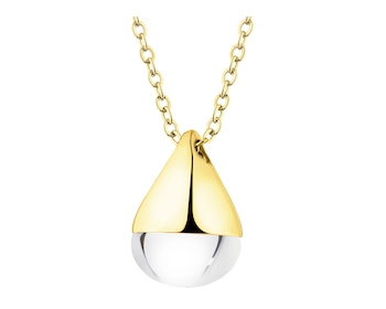 Naszyjnik z mosiądzu pozłacany z kryształem