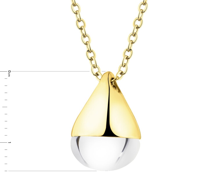 Naszyjnik z mosiądzu pozłacany z kryształem