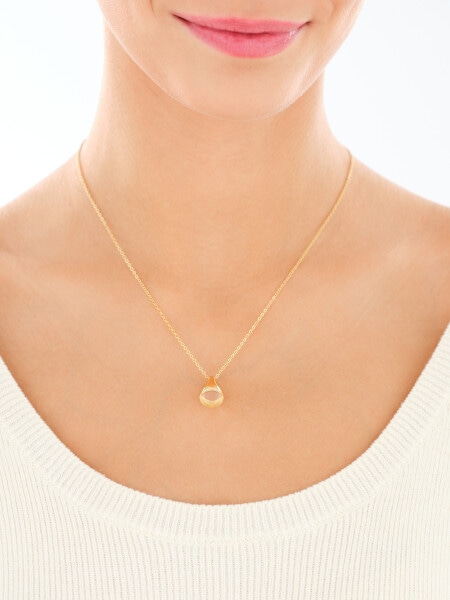 Naszyjnik z mosiądzu pozłacany z kryształem