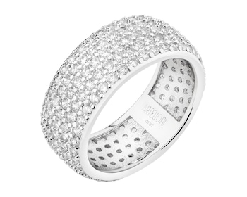 Pierścionek z mosiądzu rodowany z cyrkoniami