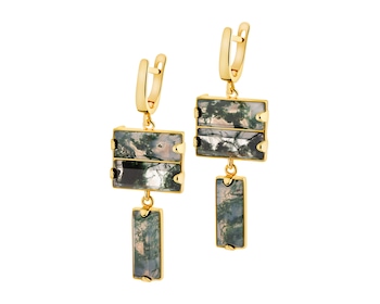 Kolczyki z mosiądzu pozłacane z agatami