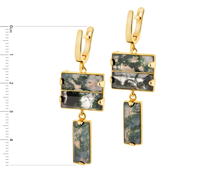 Kolczyki z mosiądzu pozłacane z agatami