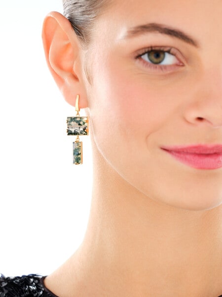 Kolczyki z mosiądzu pozłacane z agatami