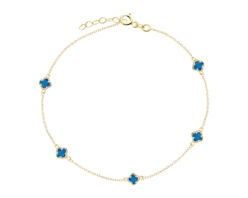 Złota bransoletka z opalami syntetycznymi - koniczyny