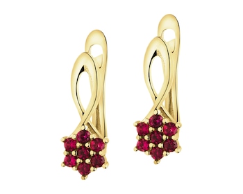 Złote kolczyki z cyrkoniami  - kwiaty