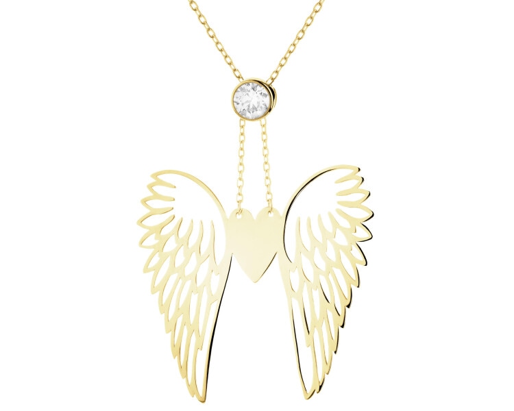 Złoty naszyjnik z cyrkonią - skrzydła