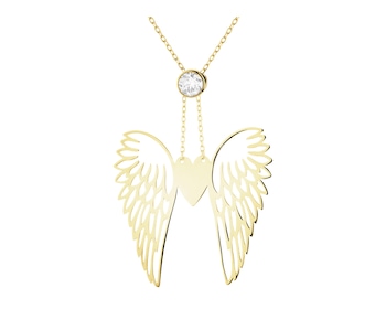 Złoty naszyjnik z cyrkonią - skrzydła
