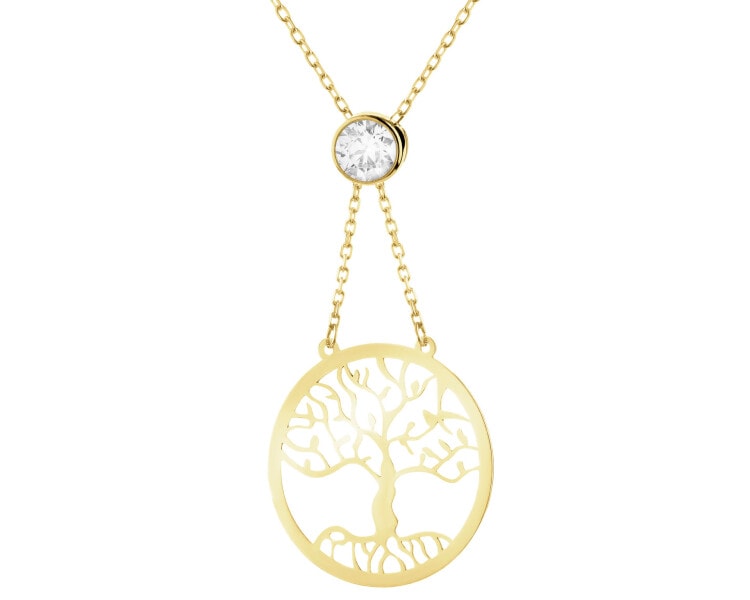 Złoty naszyjnik z cyrkonią - drzewko